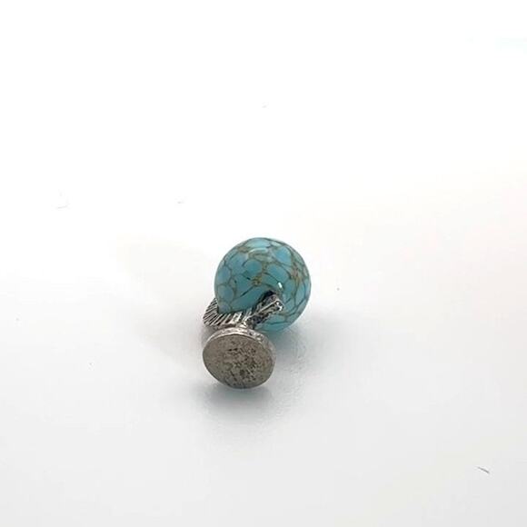 Vintage Turquoise Globe Charm – Silver Tone Miniature World Pendant. - Picture 4 of 4